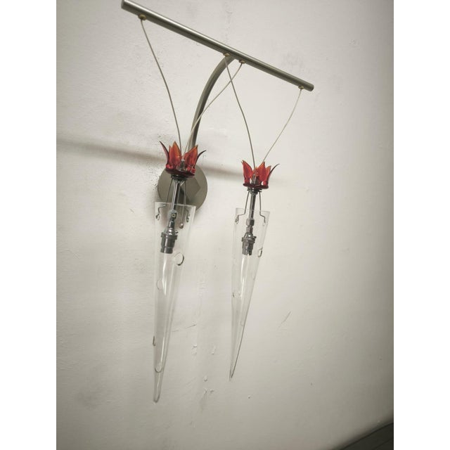 2-Light Wall Lamp by Lamp International, 1990s, in Very Good conditions. Designed 1990 to 1999 This piece has an...