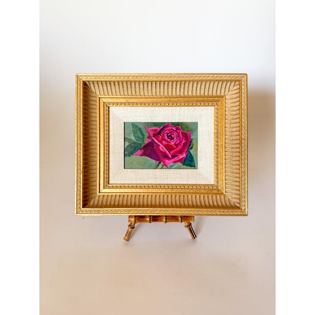 Late 20th Century Original Rose Plein Air Style Acrylic Painting For Sale - Image 5 of 5
