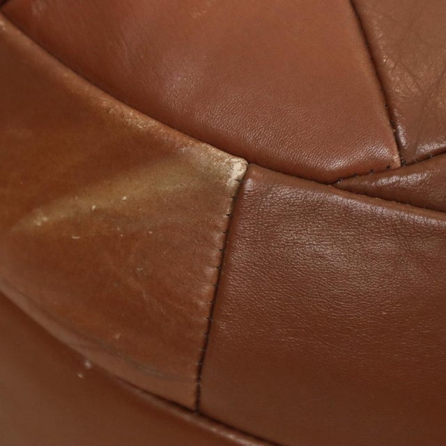 Vintage Round Faux Leather Ottoman, 1970s For Sale - Image 11 of 14