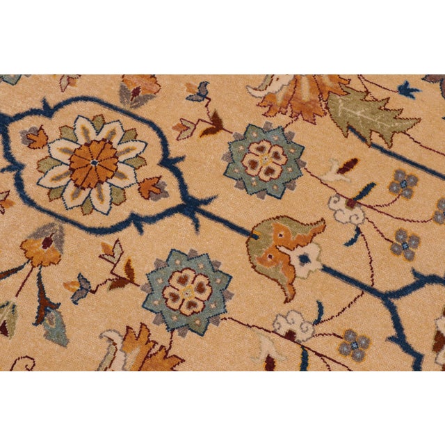 Shabby Chic Beige/Wine Red Wool Rug - 9'1'' X 11'5'' For Sale In New York - Image 6 of 10