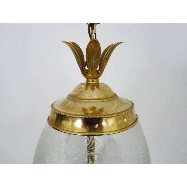 Gold Suspension in Brass and Engraved Glass Globe, 1960s For Sale - Image 8 of 11