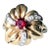 Vintage Mid-Century 18k Yellow Gold Garnet and Diamond Flower Cluster Ring, Size 7 For Sale