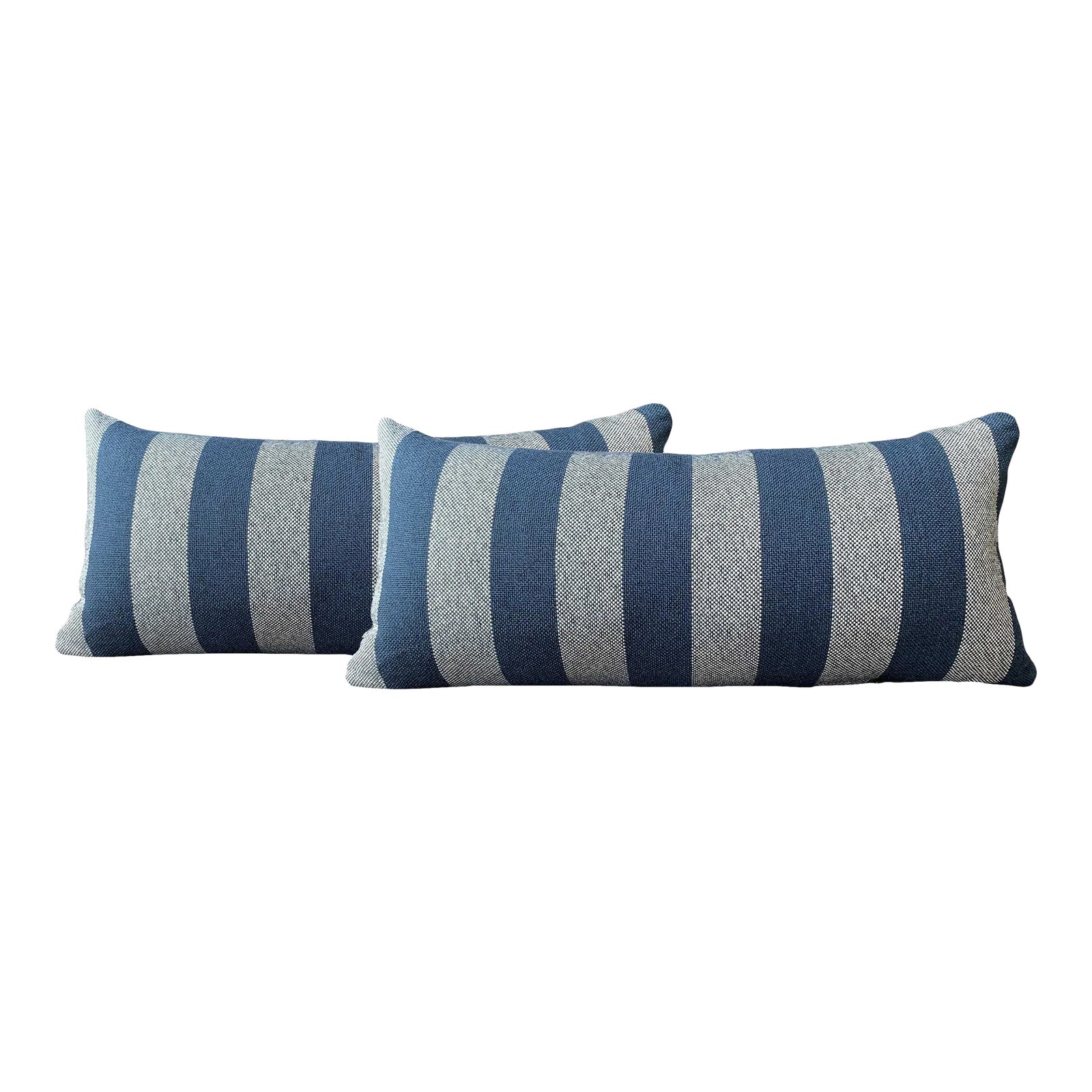 Navy and White Outdoor Pillows a Pair Chairish