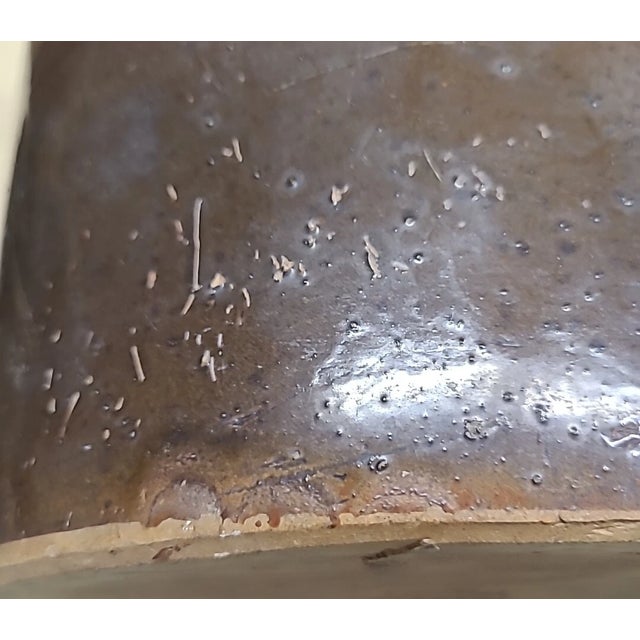 Ceramic Antique Peoria Pottery Stoneware Jar — 19th C Brown Glaze, 15″ Tall For Sale - Image 7 of 8