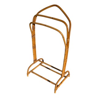 French Rattan Valet Stand, 1960s For Sale