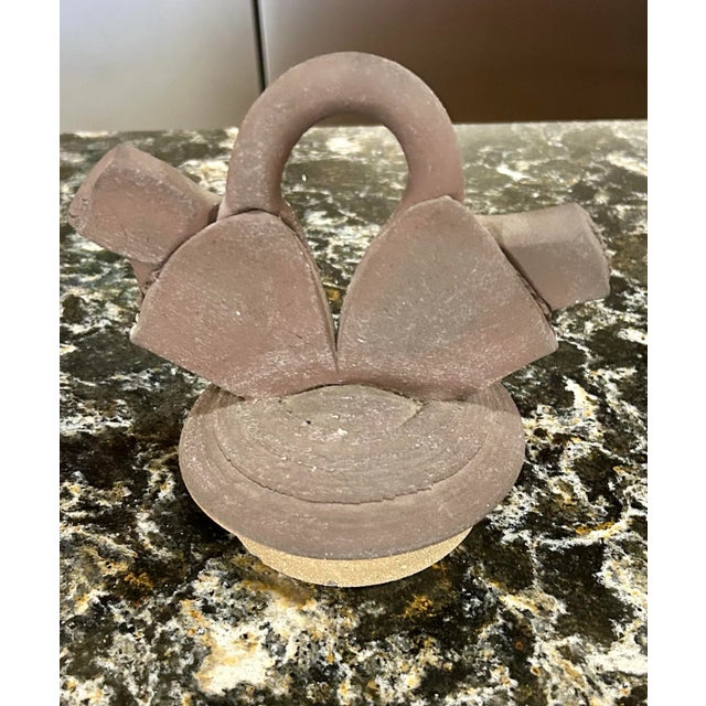 Large Vintage Lidded Vessel, Signed, Hand-Thrown Pottery in Nature’s Colors, Glazed Around Outside Center and Inside Pot and Lid, Earthen-Ware Jar For Sale - Image 12 of 12