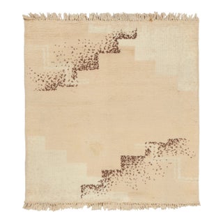 Vintage French Wool Rug With Stepped Motifs by Rug & Kilim, 1950-1959 For Sale