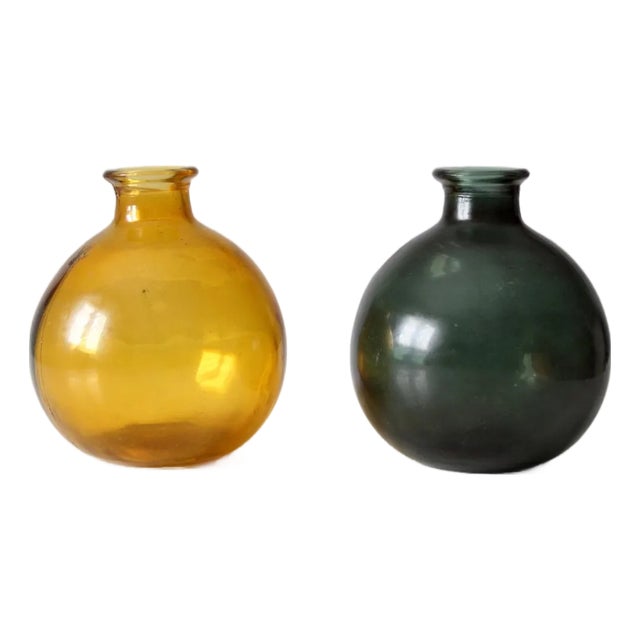 Pair of Vintage Recycled Glass Vases For Sale