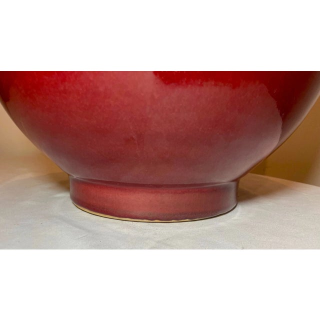 Ceramic Large Vintage Handmade Sang De Boeuf Chinese Red Oxblood Pottery Ceramic Vase For Sale - Image 7 of 12