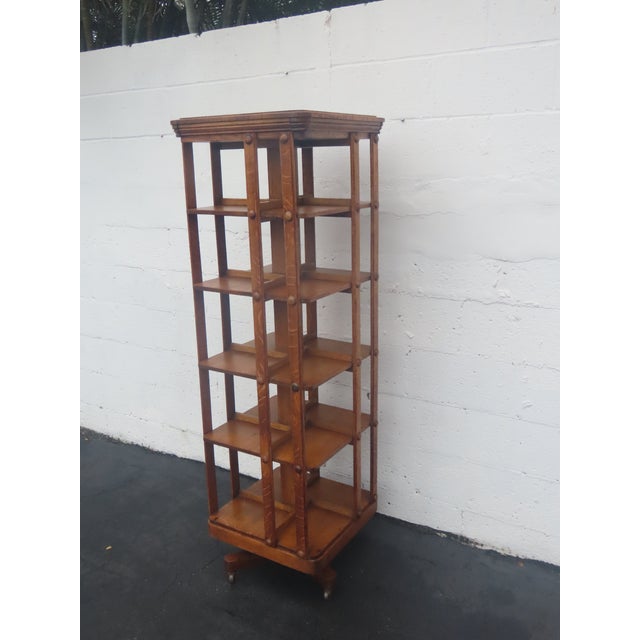 Early 1900s Oak Five Tier Rotating Revolving Bookcase 6894 For Sale In Miami - Image 6 of 18