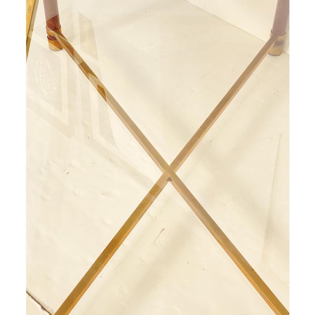 French Modern Rectangular Cocktail or Coffee Low Table of Brass and Smoked Glass For Sale - Image 4 of 11