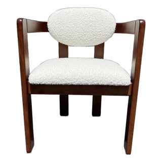 Arm Chair in the Style of Tobia Scarpa, Kravet Ivory Boucle, 1970s For Sale