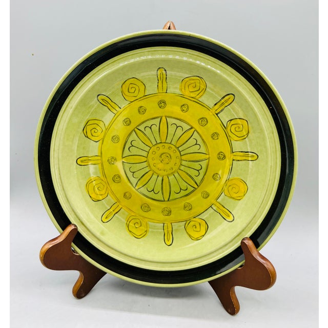 Mismatched Set of 5 Vintage Green Dinner Plates/ Mixed 70’s Stoneware