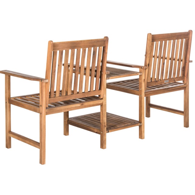 Modern Outdoor Twin Seat Bench in Natural For Sale - Image 3 of 6