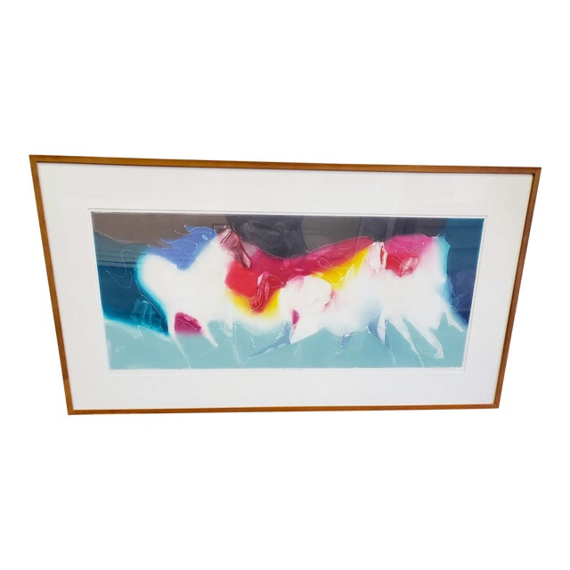 1990s 50” Large Scale Jean Richardson Signed Limited Edition Lithograph Entitled Firebrands For Sale
