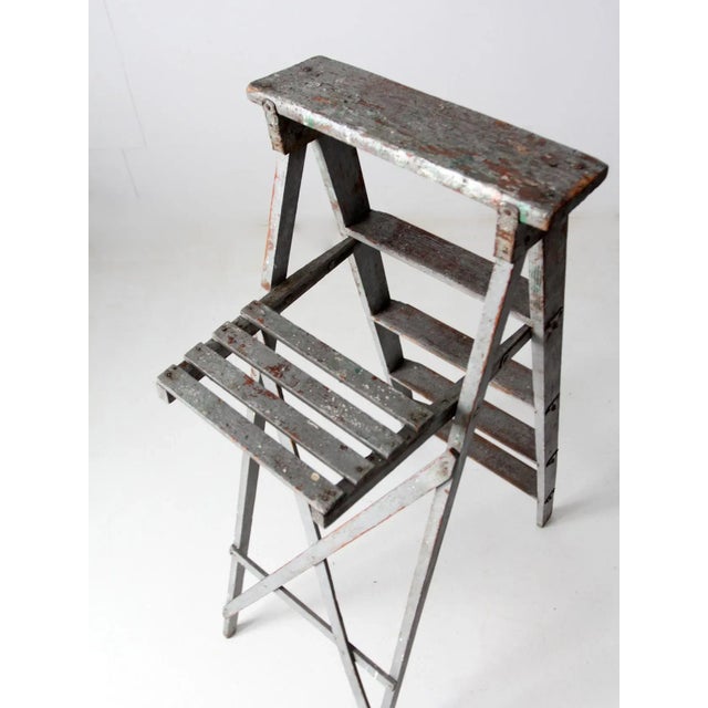 Vintage Wooden Painter's Ladder For Sale - Image 10 of 11