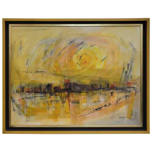 Anton Weiss City Scape Framed Watercolor, 1965