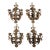 Set of Four Vintage French 3-Arm Iron and Tole Sconces, Distressed Gilt Finish For Sale