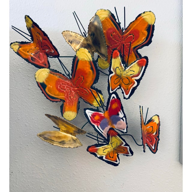 Curtis Jere Signed 1967 Curtis Jeré Enameled Butterfly Wall Sculpture for Artisan House For Sale - Image 4 of 9