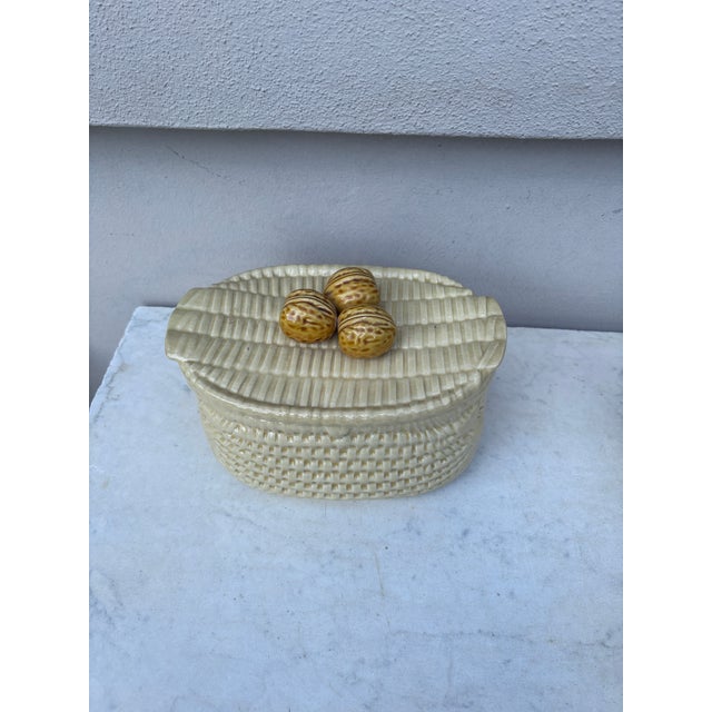 Mid-Century French Majolica Walnuts Tureen.