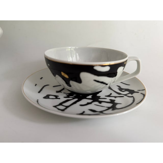 Teacup and saucer set Teacup - Round - Ø 9.7 cm - h 4.8 cm - 0.240 l Saucer - Round - Ø 15.7 cm - h 1.2 cm Unused from a...