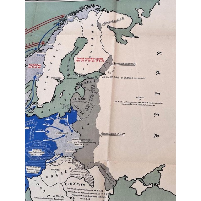 Gray Vintage German Military Second World War 2 Poster, 1940 For Sale - Image 8 of 9