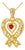 1970s 14K Yellow Gold Filigree Diamond Heart Red Sapphire Pendant For Sale