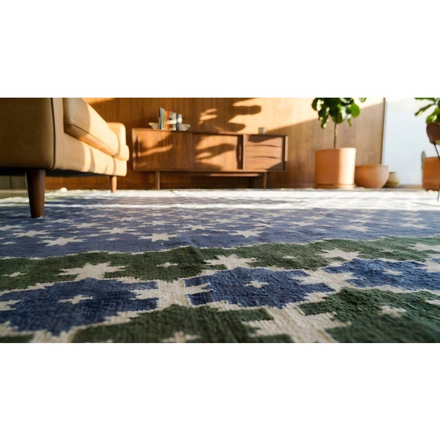 Strikingly Graphic Geometric Design Dhurrie Style Antique Indian Cotton Rug For Sale - Image 13 of 15