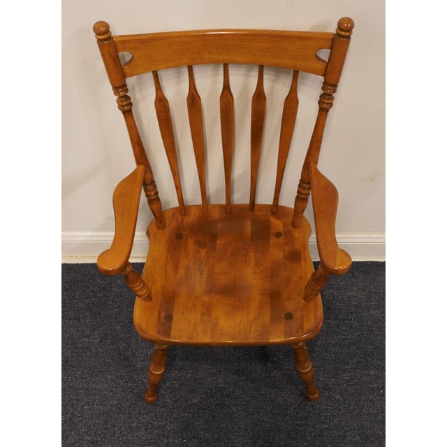 Brown Ethan Allen Heirloom Nutmeg Maple Colonial Early American Arrow Back Dining Arm Chair 10-6060a For Sale - Image 8 of 11