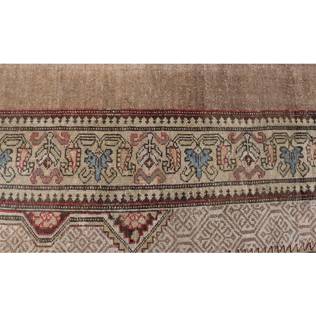 Camel Antique Persian Serab Camel Hair Rug With Medallion and Geometric Design 6'7 X 10'7 For Sale - Image 8 of 15