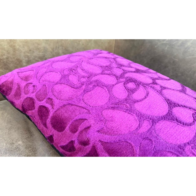 Purple Cut Velvet Lumbar Cushion Cover For Sale In Los Angeles - Image 6 of 8