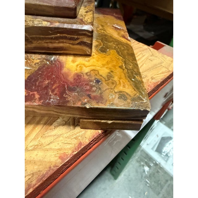 Brown Mid 20th Century Pair of Mid-Century Italian Alabaster Column Table Lamps, Classical Style For Sale - Image 8 of 11