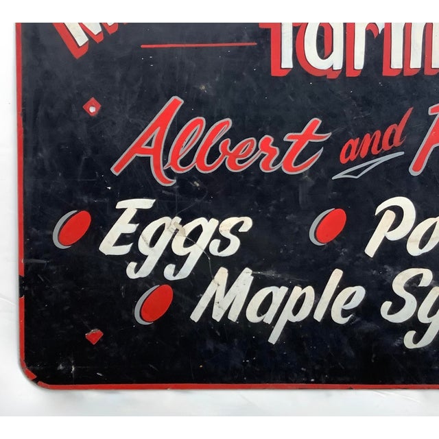 Vintage Metal Hand Painted Mitchell's Farm Stand Sign For Sale - Image 4 of 10
