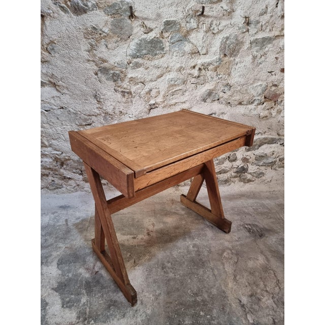 Vintage French Oak School Desk with Hinged Top, 1960s For Sale - Image 17 of 17
