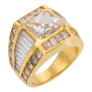 Vintage Gia 2.11 Carat Old Mine Cut Diamond 18k Yellow Gold Ring, Size 5.75