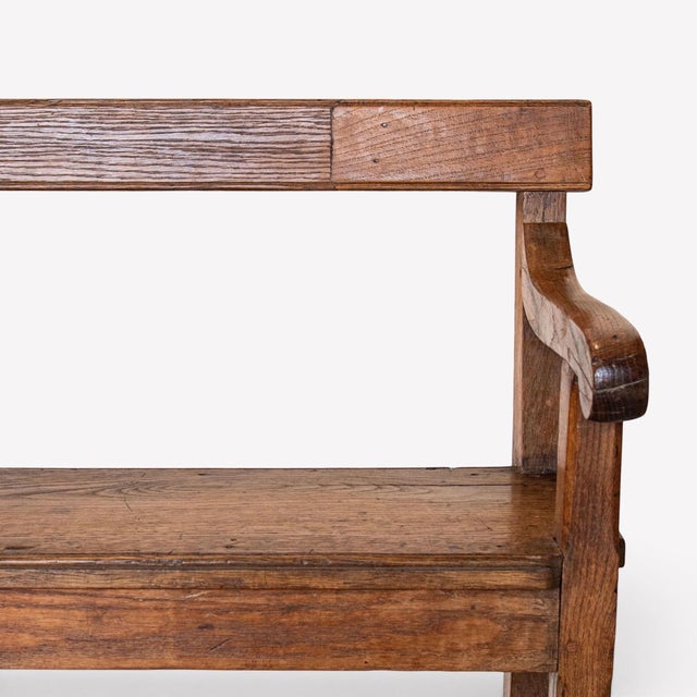 Wood 19th Century French Oak Open Arm Bench For Sale - Image 7 of 10