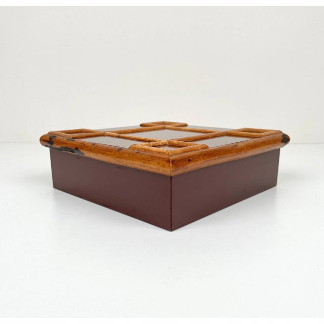 Bamboo & Wood Squared Box by Tommaso Barbi, Italy, 1960s For Sale - Image 10 of 18