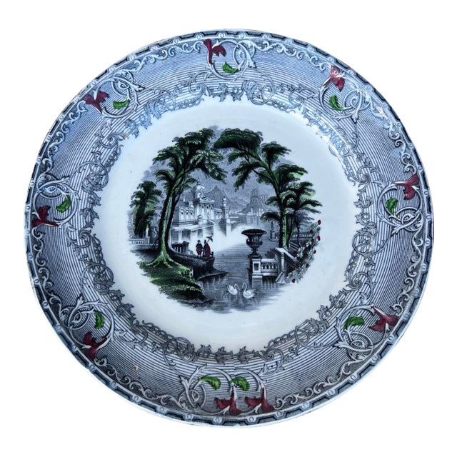 A Pair of Antique Staffordshire Transfer Decorated Ironstone Plates “Venus” Circa 1850's For Sale
