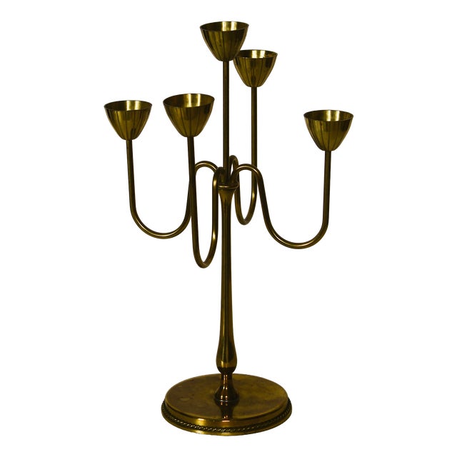 Brass Candelabra by Gunnar Ander for Ystad Metall, 1970 For Sale