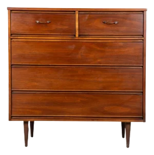1960s Mid-Century Highboy Tall Walnut Dresser by Dixie Furniture