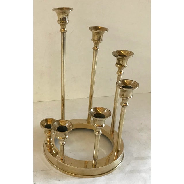 Mid 20th Century Vintage Brass Menorah Candle Holder For Sale - Image 5 of 7