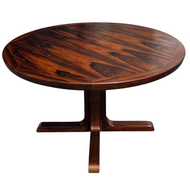 Mid 20th Century Danish Modern Rosewood 2 Leaf Dining Table For Sale - Image 9 of 13
