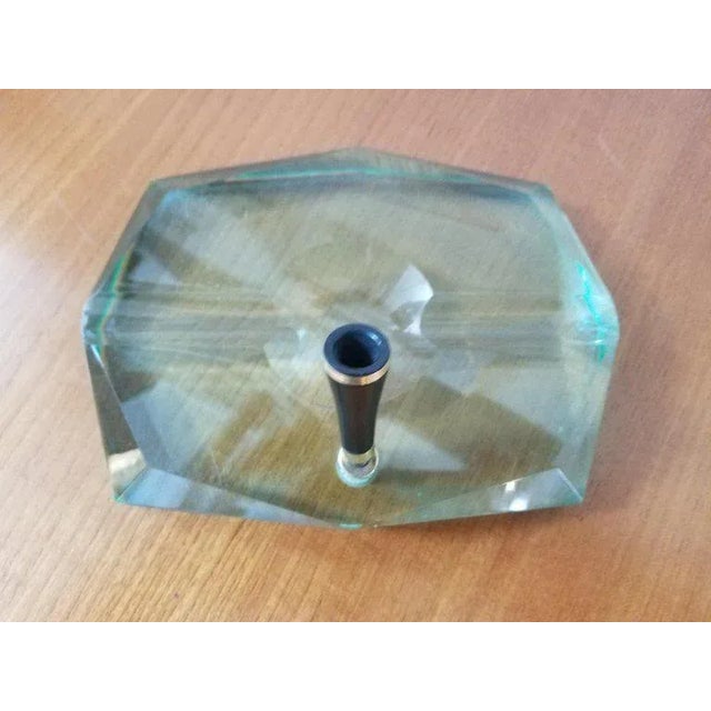 Green glass base with the black Bakelite and bras pen holder.