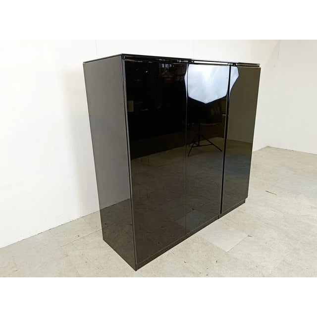 Black Lacquered Bar Cabinet, 1970s For Sale - Image 4 of 9
