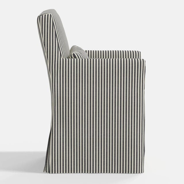 Stoffer Home x Cloth & Company Lindy Slipcover Dining Arm Chair in Jane Stripe Carbon For Sale In Chicago - Image 6 of 8