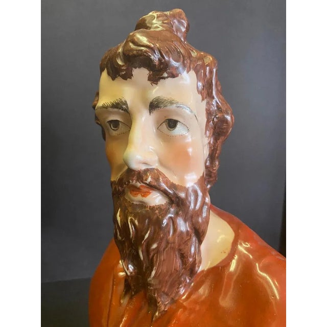 Orange Staffordshire Bust of Pluto Circa 1820 For Sale - Image 8 of 11