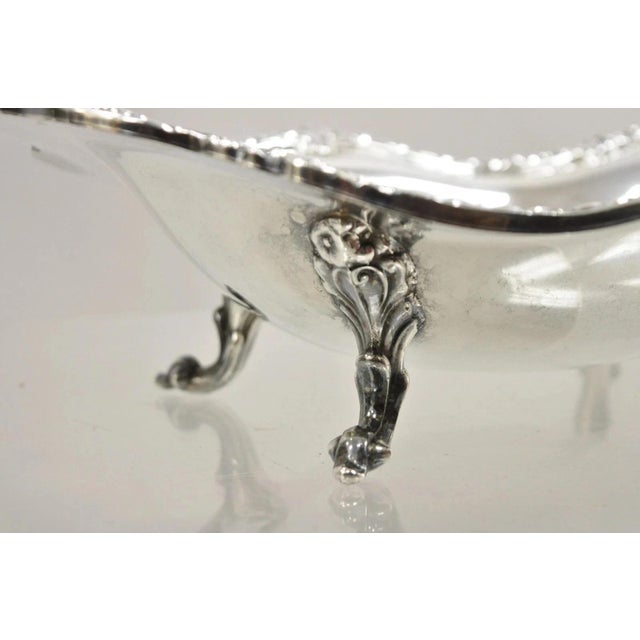 Vintage Sheridan Victorian Style Silver Plated Footed Scalloped Oval Fruit Bowl For Sale - Image 9 of 12