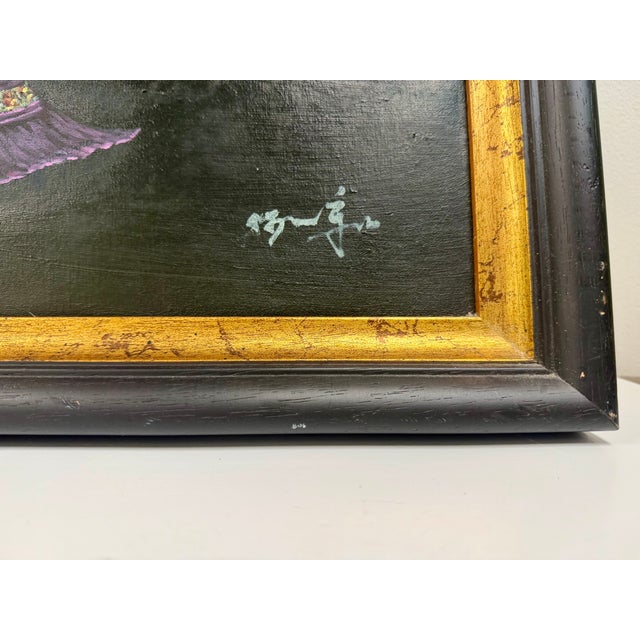 Wood Vintage Reproduction of "Lingering Melodies From the Xunyang River" After Chen Yifei - Signed For Sale - Image 7 of 10