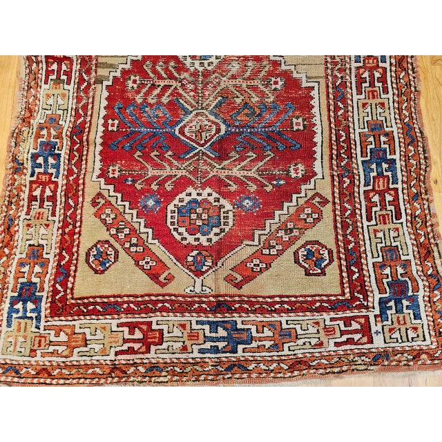 19th Century Handwoven Anatolian Village Area Rug, Wool, Vegetable Dyed' 4' x 5' For Sale - Image 15 of 18