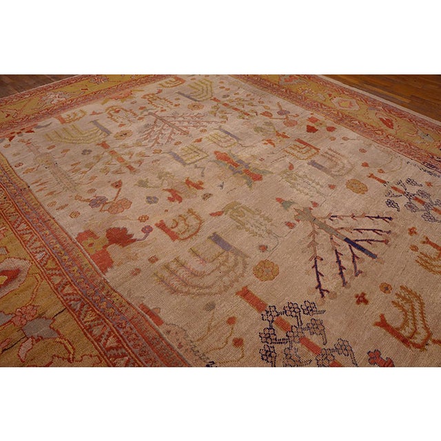 1880s Ivory Yellow Geometric Tribal Antique Persian Ziegler Sultanabad Rug 10' X 12'3" Wool Carpet For Sale - Image 4 of 6